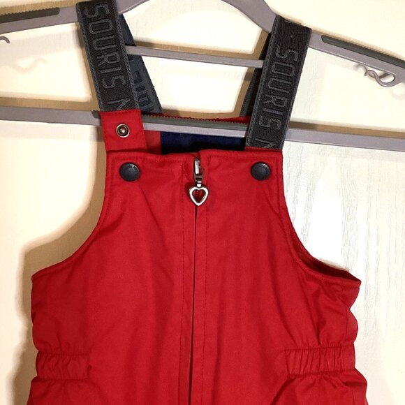 Souris Mini Toddler Girls Red Snow Pants With Bib 30 Months Warm Winter Skiing - Picture 2 of 11